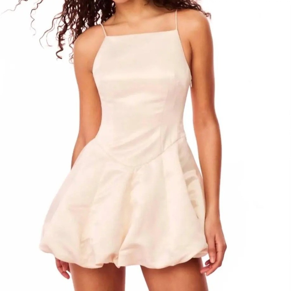 Love Shack Fancy Jake Satin Corset Drop Waist Bubble Mini Dress Womens Size 4